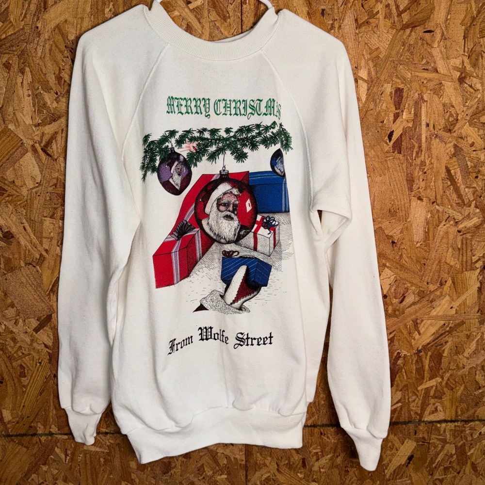 VTG Pannill Hanes Santa Christmas Graphic Sweatshirt Wolfe St. Holiday 90s XL